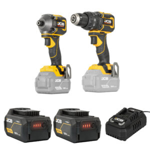 JCB Pro 18V Kit With 75Nm Combi Drill, 230Nm Impact Driver, 2 x 5.0Ah Batteries and 4.5A Charger