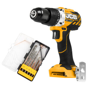 JCB 18V Brushless Drill Driver Bare Unit With 5 Piece Masonry Drill Bit Set