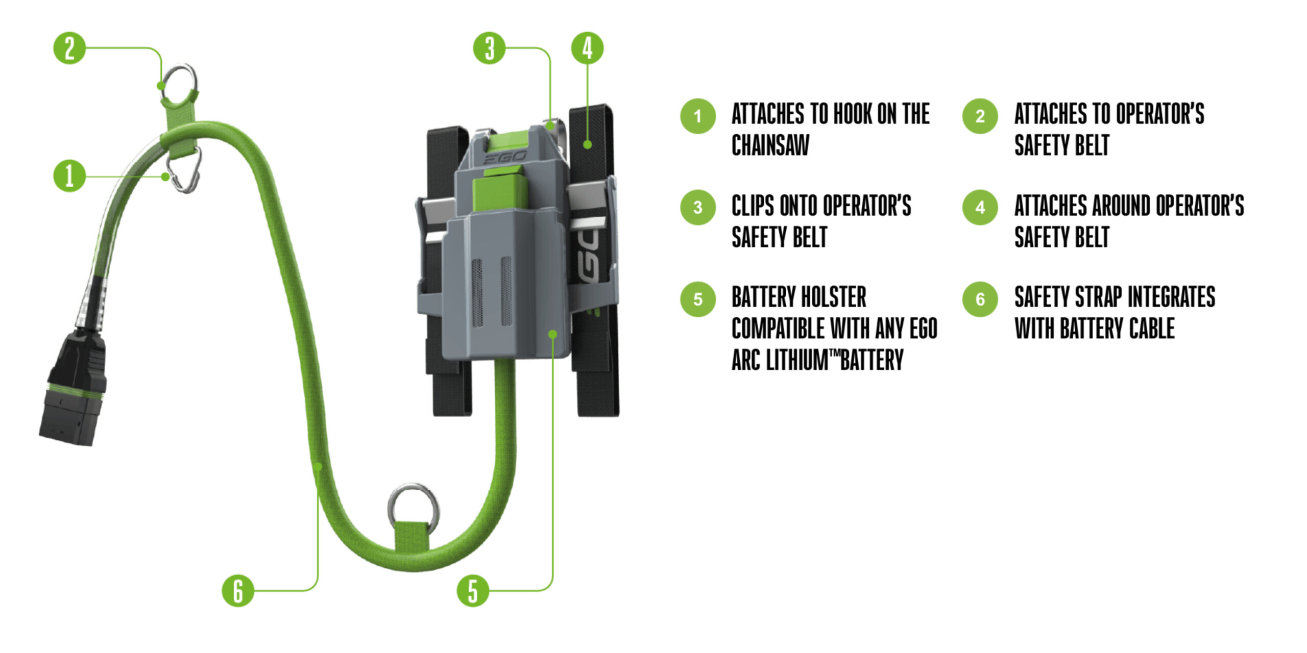 EGO ABH3000 - Professional-X Battery Holster, Cable & Arborist's Strop