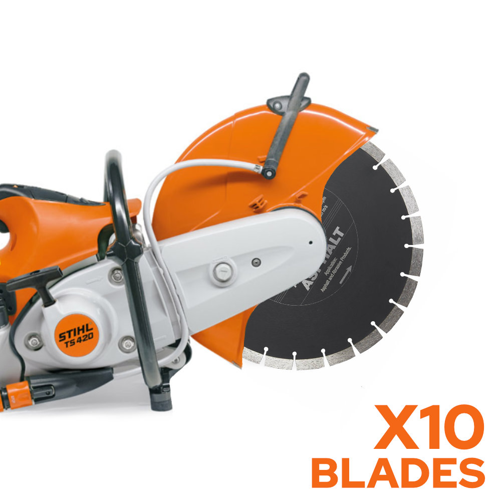 STIHL TS420 350mm Petrol Disc Cutter BUNDLE (10 BLADES)