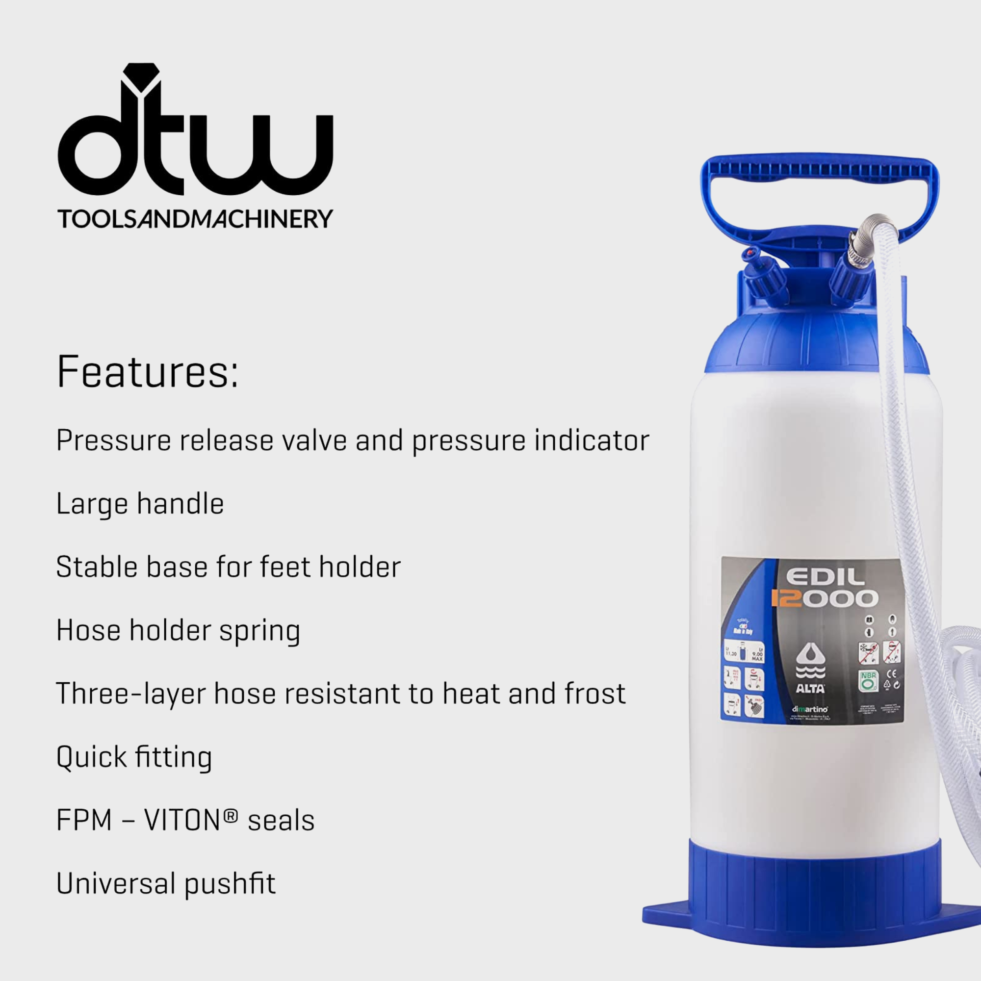 Di Martino EDIL12000 12 Litre Heavy-Duty Dust Suppression Water Bottle