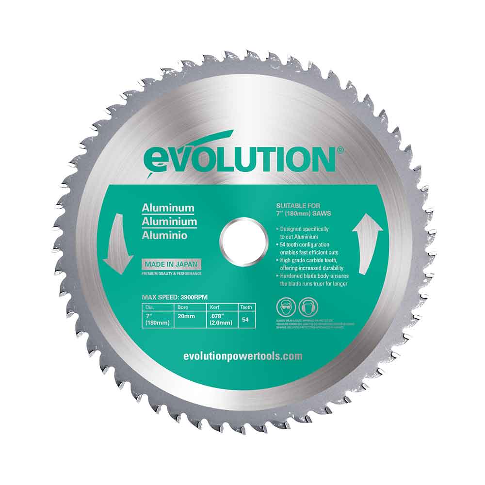 Evolution 180mm Aluminium Cutting 54 Tooth TCT Circular Saw Blade