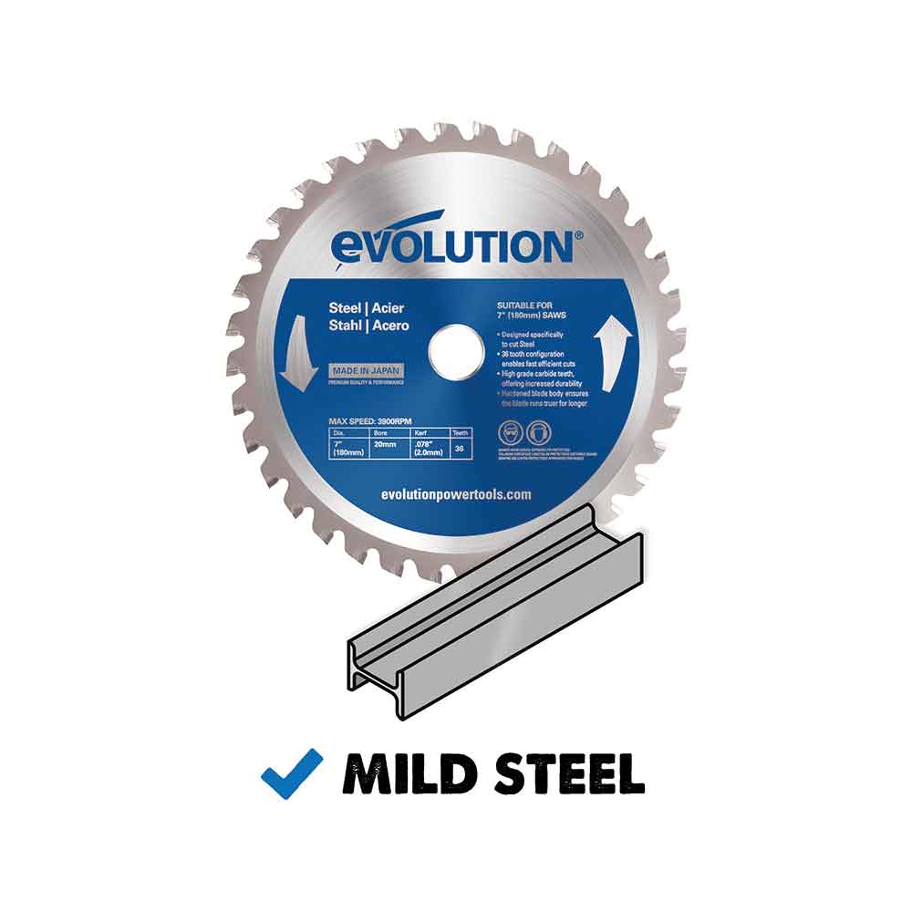 Evolution 185mm Mild Steel Cutting 40T TCT Circular Saw Blade