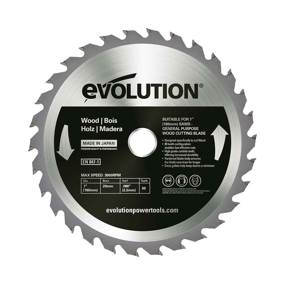 Evolution 180mm Wood Cutting 30T Blade