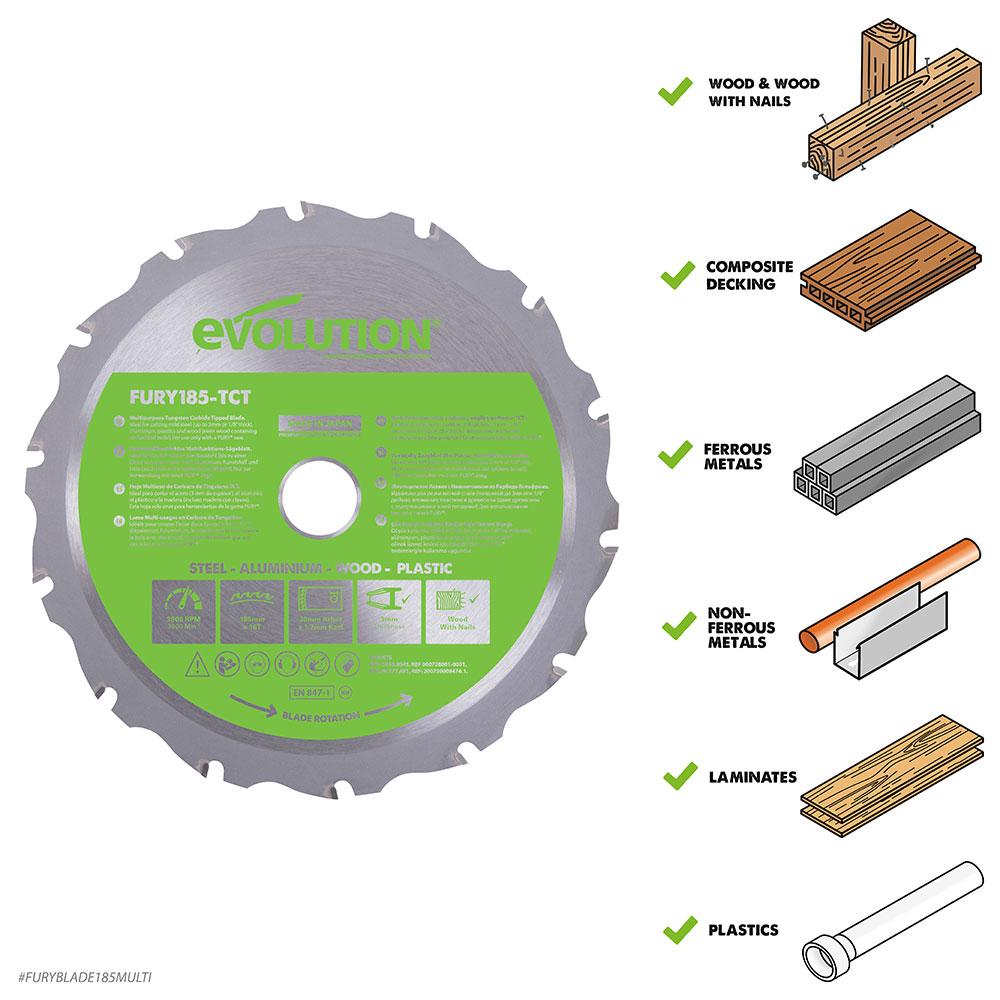 Evolution 185mm Multi-Material Cutting 16T Blade