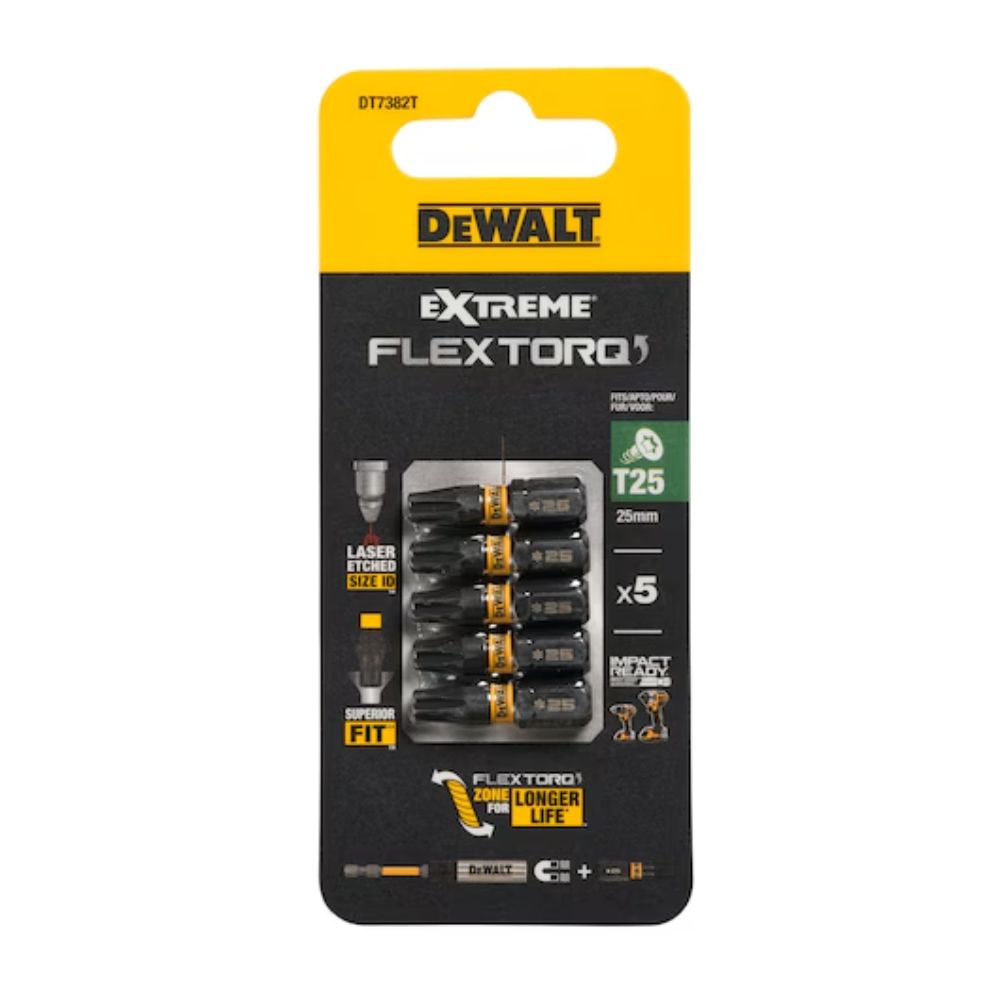 DeWalt DT7382T-QZ EXTREME FlexTorq T25 (25mm) Screwdriver Bits (5 Pcs)