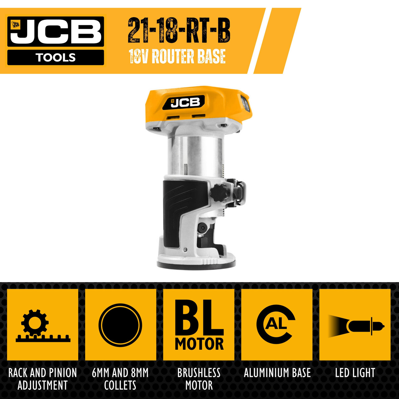 JCB 18V Brushless Trimmer Router Bare Unit