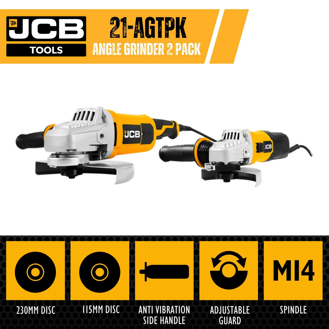 JCB 240v Angle Grinder Twin Pack 155mm - 1230mm