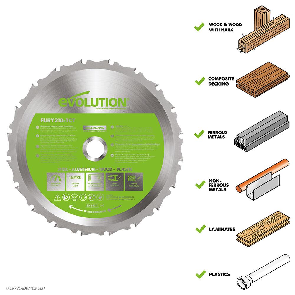 Evolution 210mm Multi-Material Cutting 20T Blade