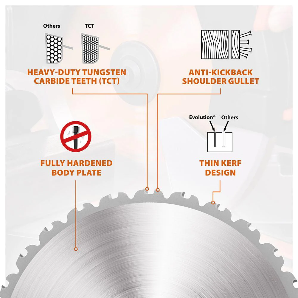 Evolution 185mm Multi-Material Cutting 20T Blade R185TCT-CS Circular & Chop Saws