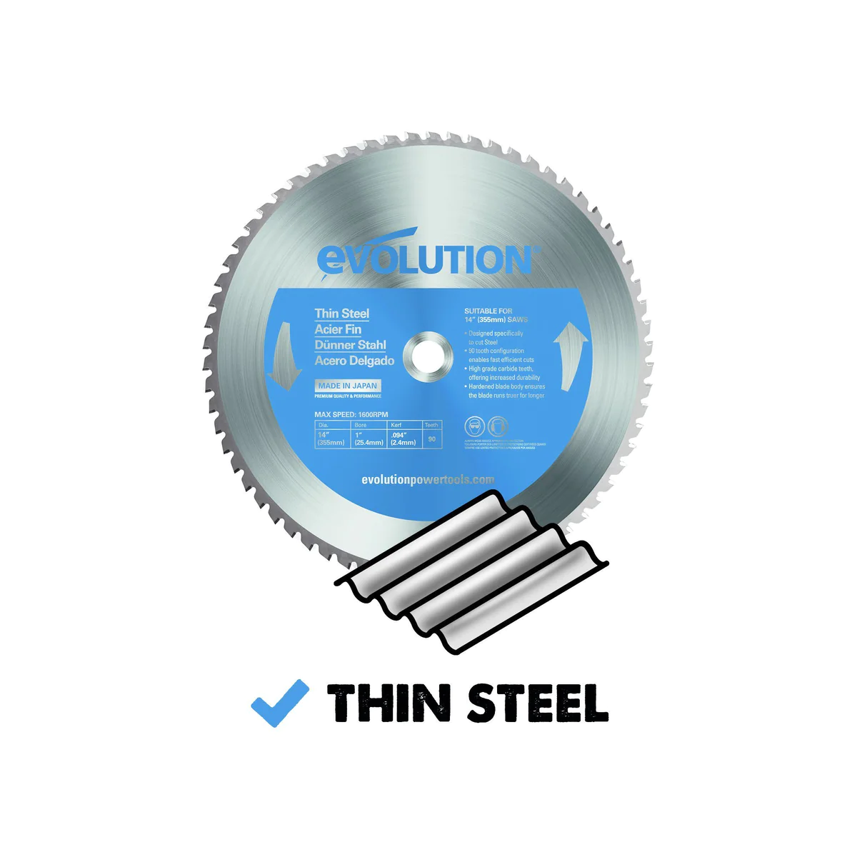 Evolution 185mm Thin Steel Cutting 68T Circular Saw Blade