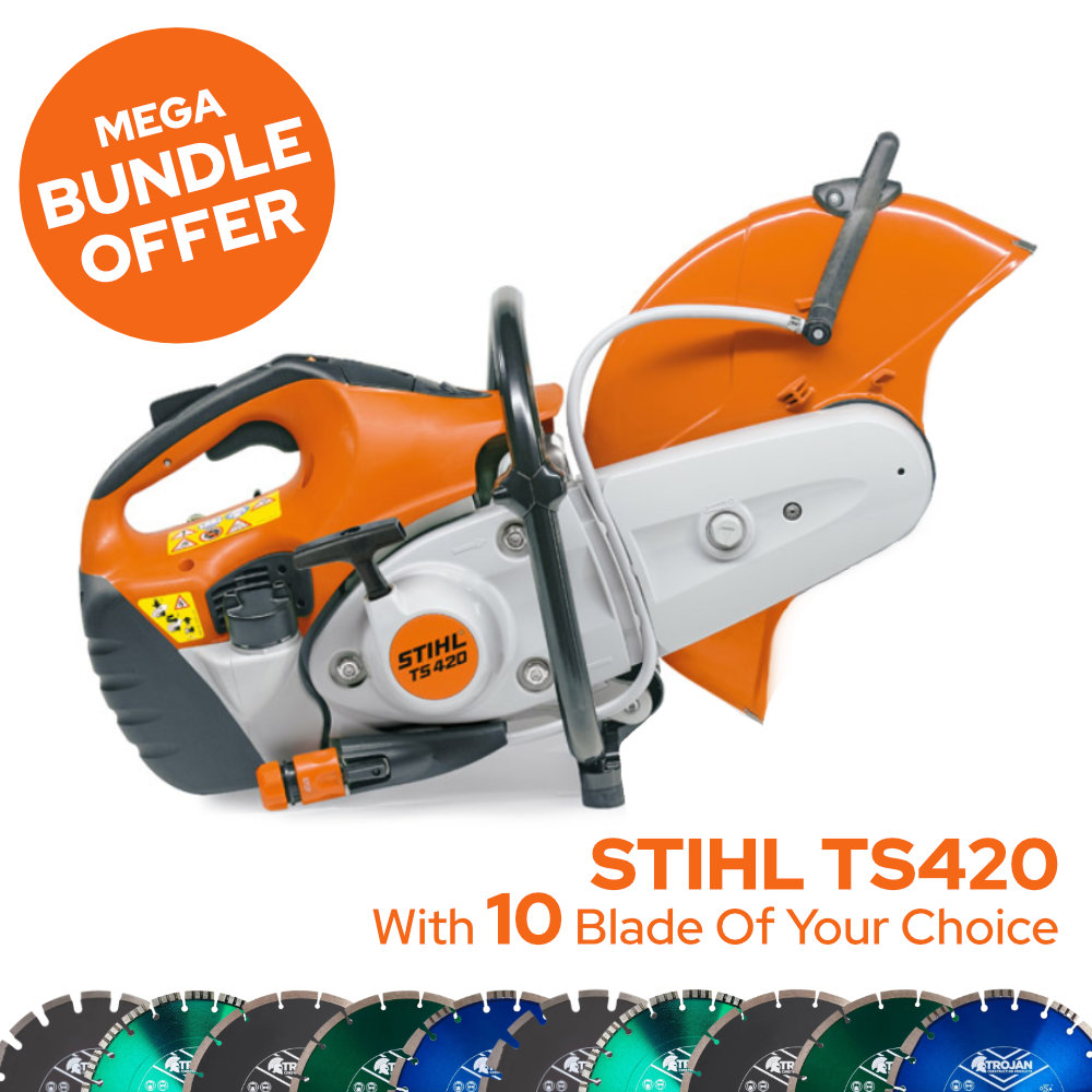 STIHL TS420 350mm Petrol Disc Cutter BUNDLE (10 BLADES)