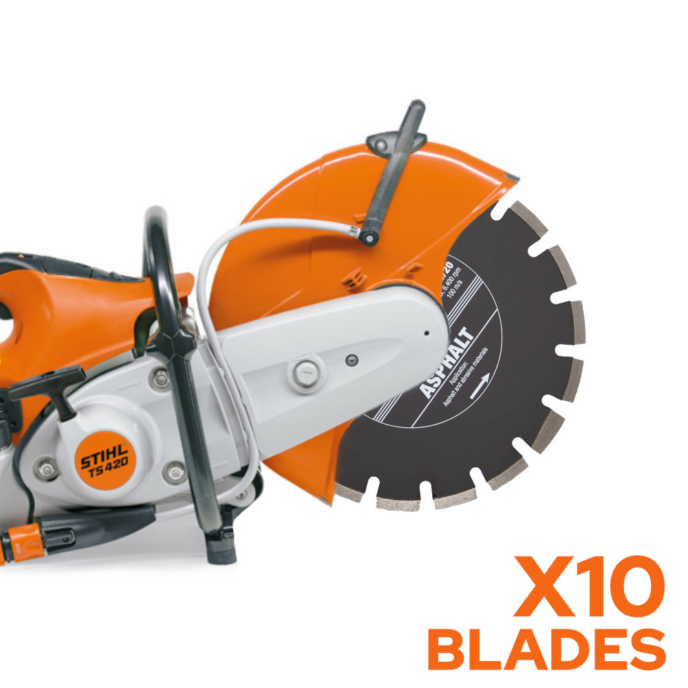 STIHL TS420 350mm Petrol Disc Cutter BUNDLE (10 BLADES)