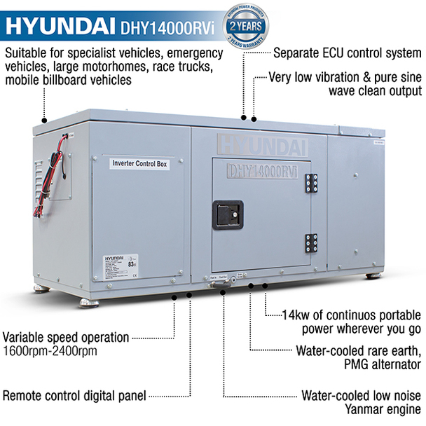 Hyundai 14kW Vehicle RV Diesel Generator | DHY14000RVi