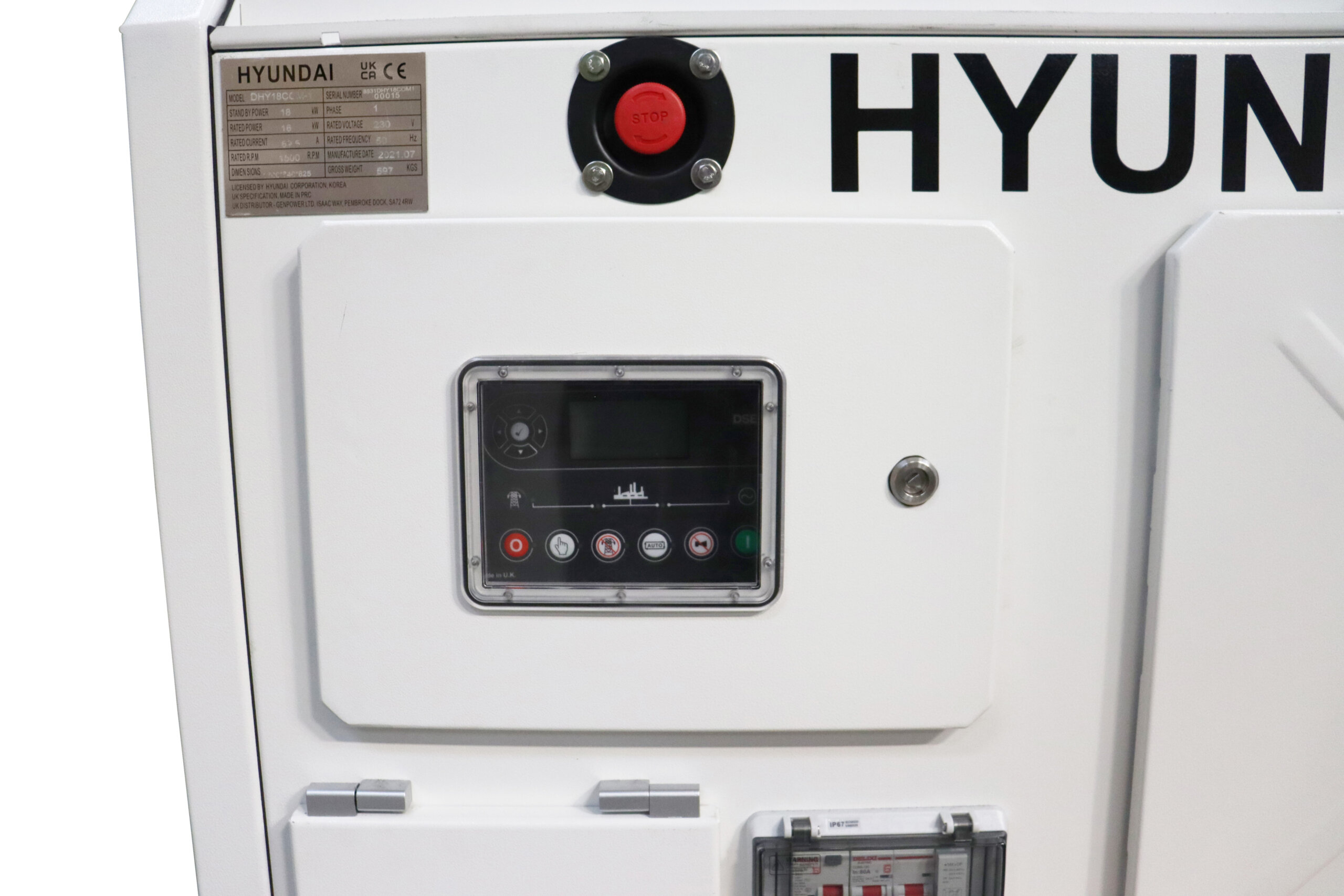 Hyundai 230v 18kW / 22kVA 1500rpm Single Phase Diesel Generator | DHY18COM-1
