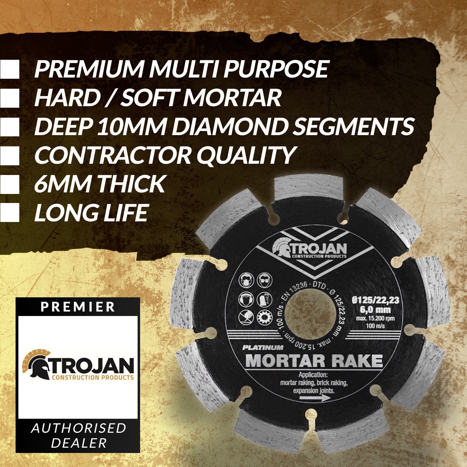 Trojan Platinum Mortar Rake Blade