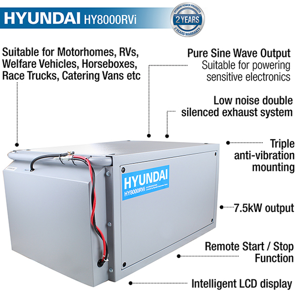 Hyundai Motor Home RV Petrol Inverter Generator | HY8000RVi