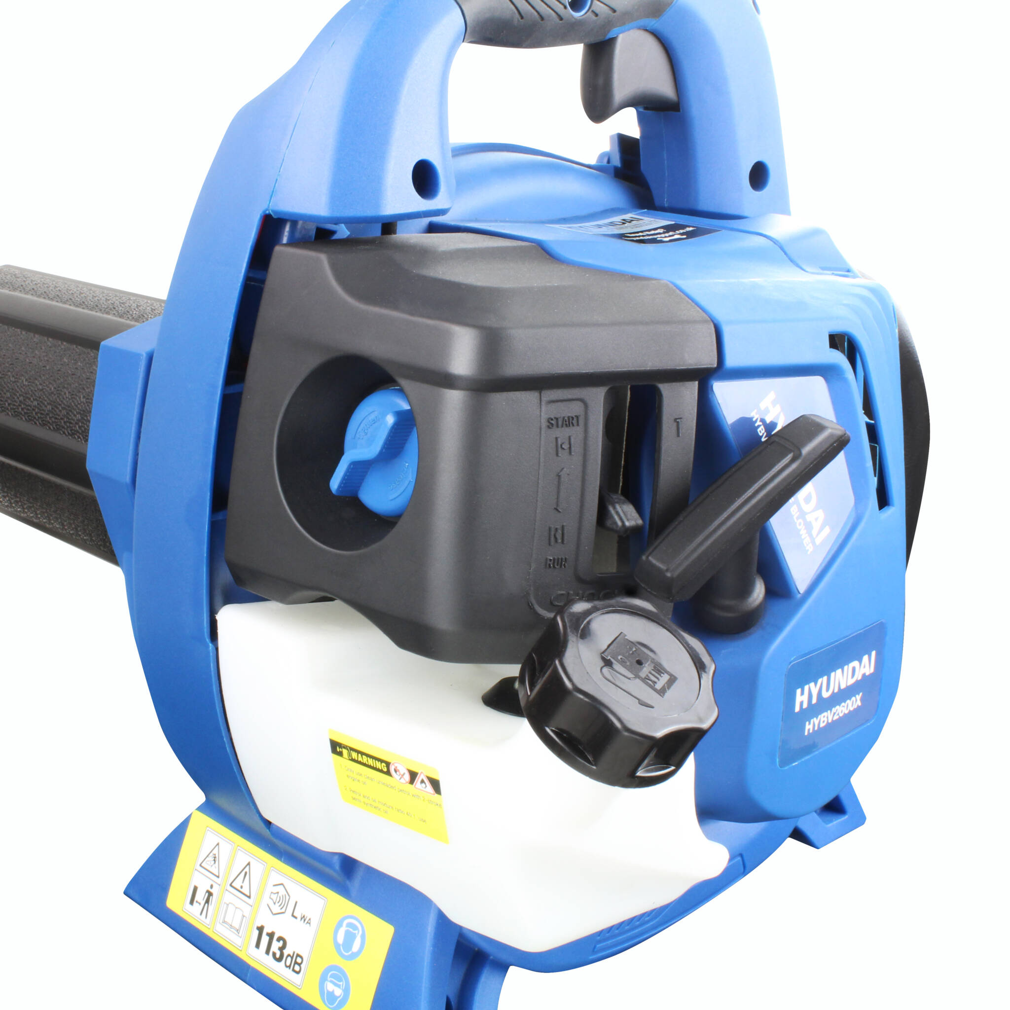 Hyundai HYBV2600X 26cc 2-Stroke 3-in-1 Petrol Leaf Blower, Garden Vac & Shredder, 157mph Air Speed, 40L Collection Bag