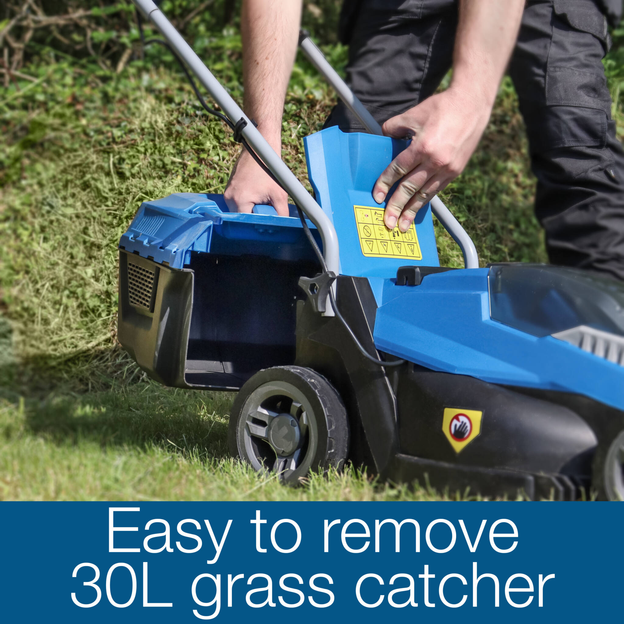 Hyundai HYM40LI330P 40V Lithium-Ion Cordless Battery Powered Roller Lawn Mower 33cm Cutting Width With Battery and Charger