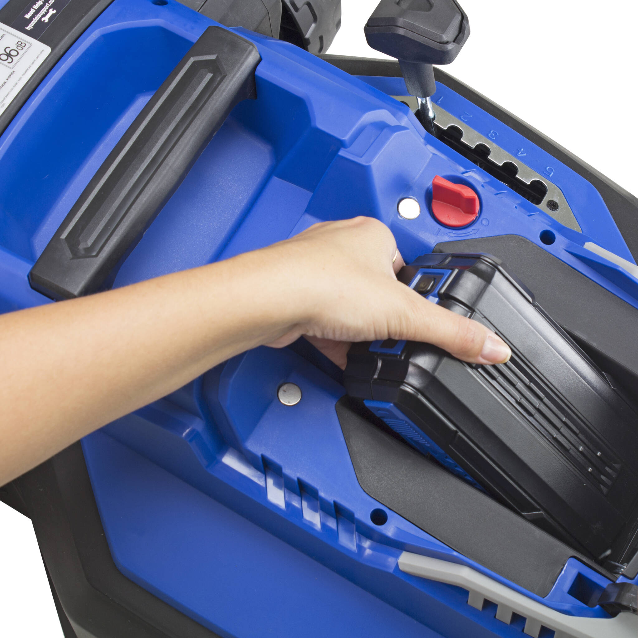 Hyundai HYM40LI380P 38cm Cordless 40v Lithium-Ion Battery Roller Lawnmower with Battery and Charger