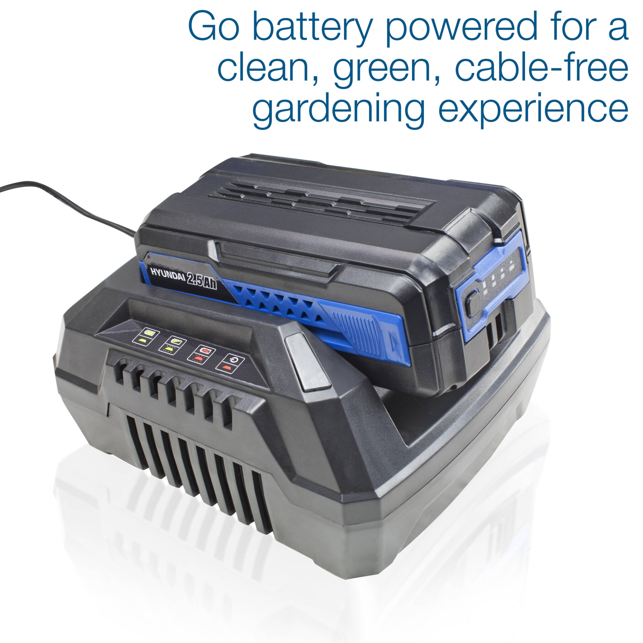 Hyundai HYM40LI380P 38cm Cordless 40v Lithium-Ion Battery Roller Lawnmower with Battery and Charger