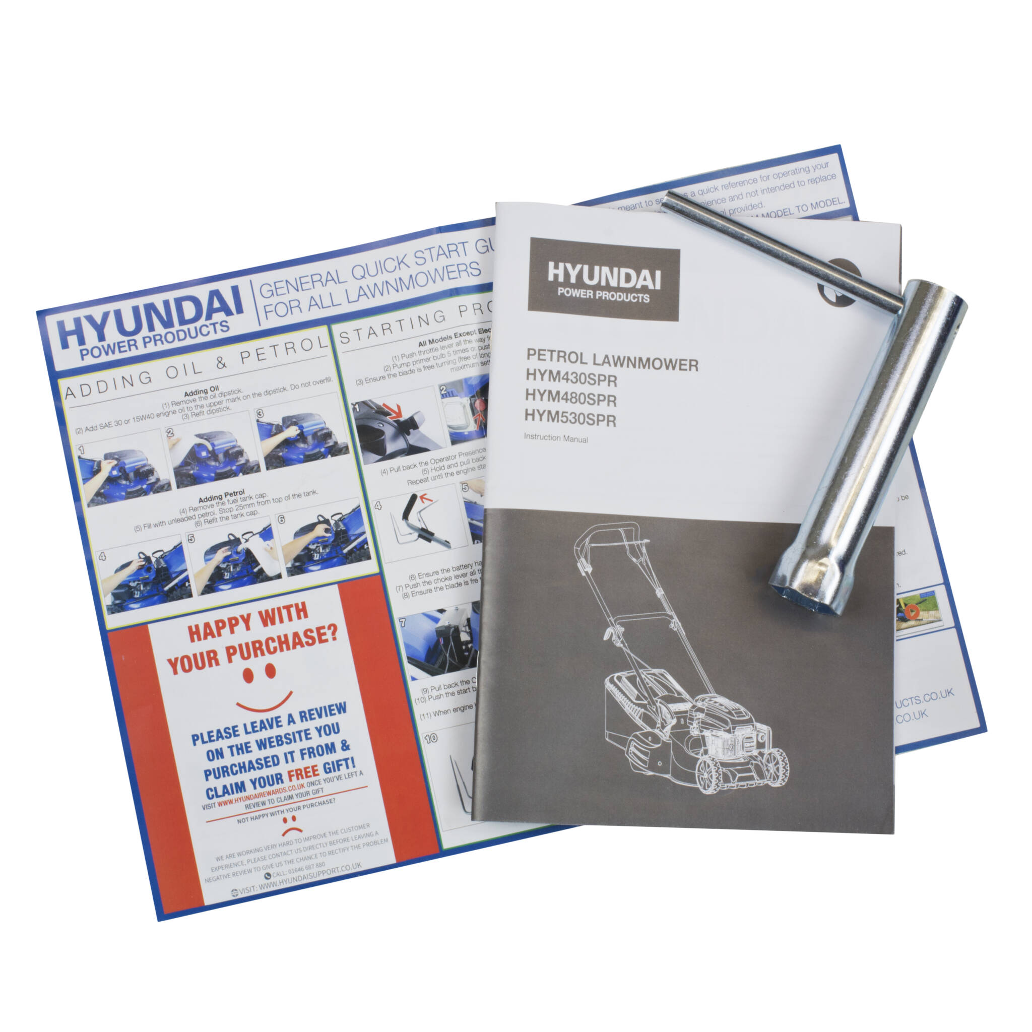 Hyundai HYM430SPR 17"/43cm 139cc Self-Propelled Petrol Roller Lawnmower