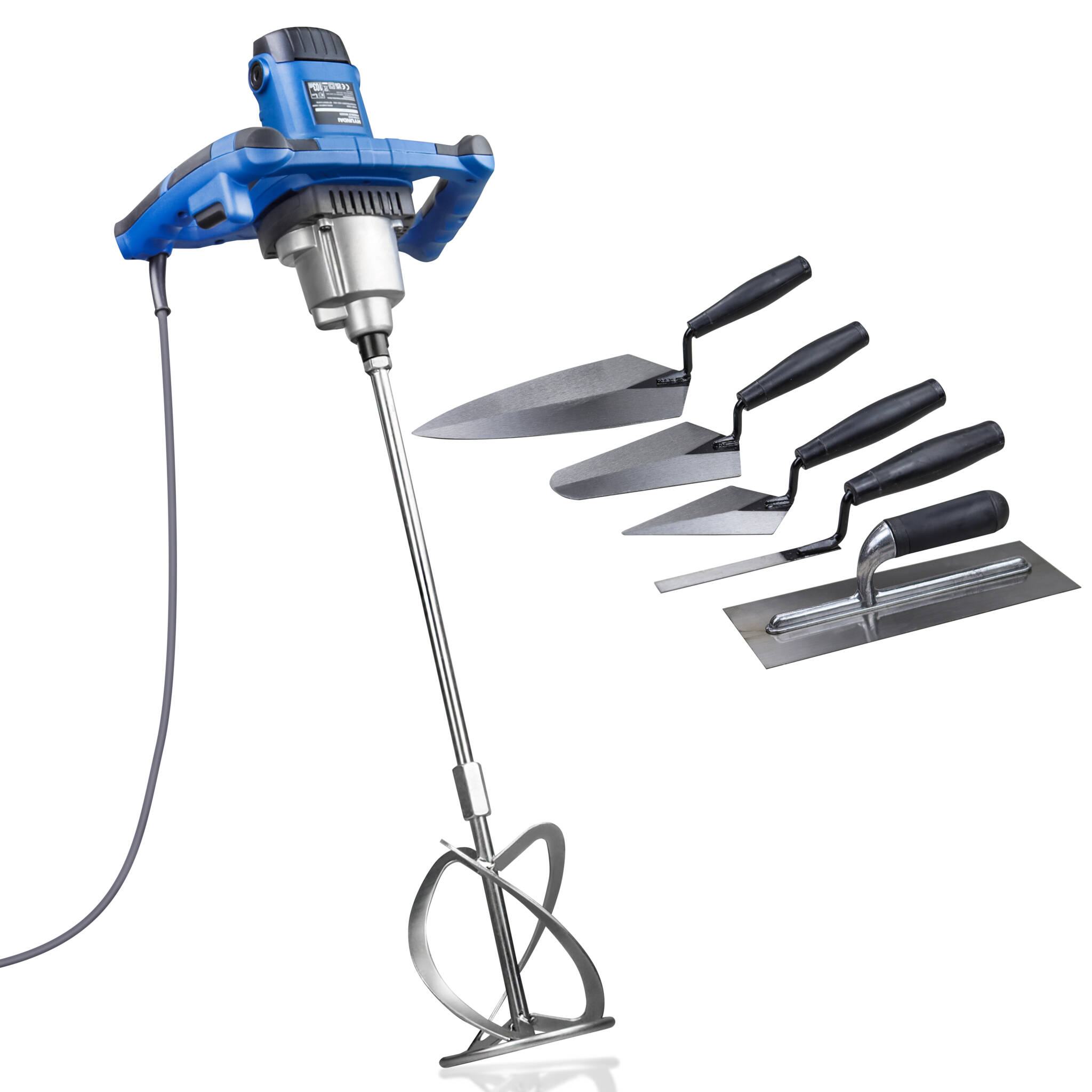 Hyundai HYPM1600E 1600W Electric Paddle Mixer with 5 Piece Trowel Set 230v/240v