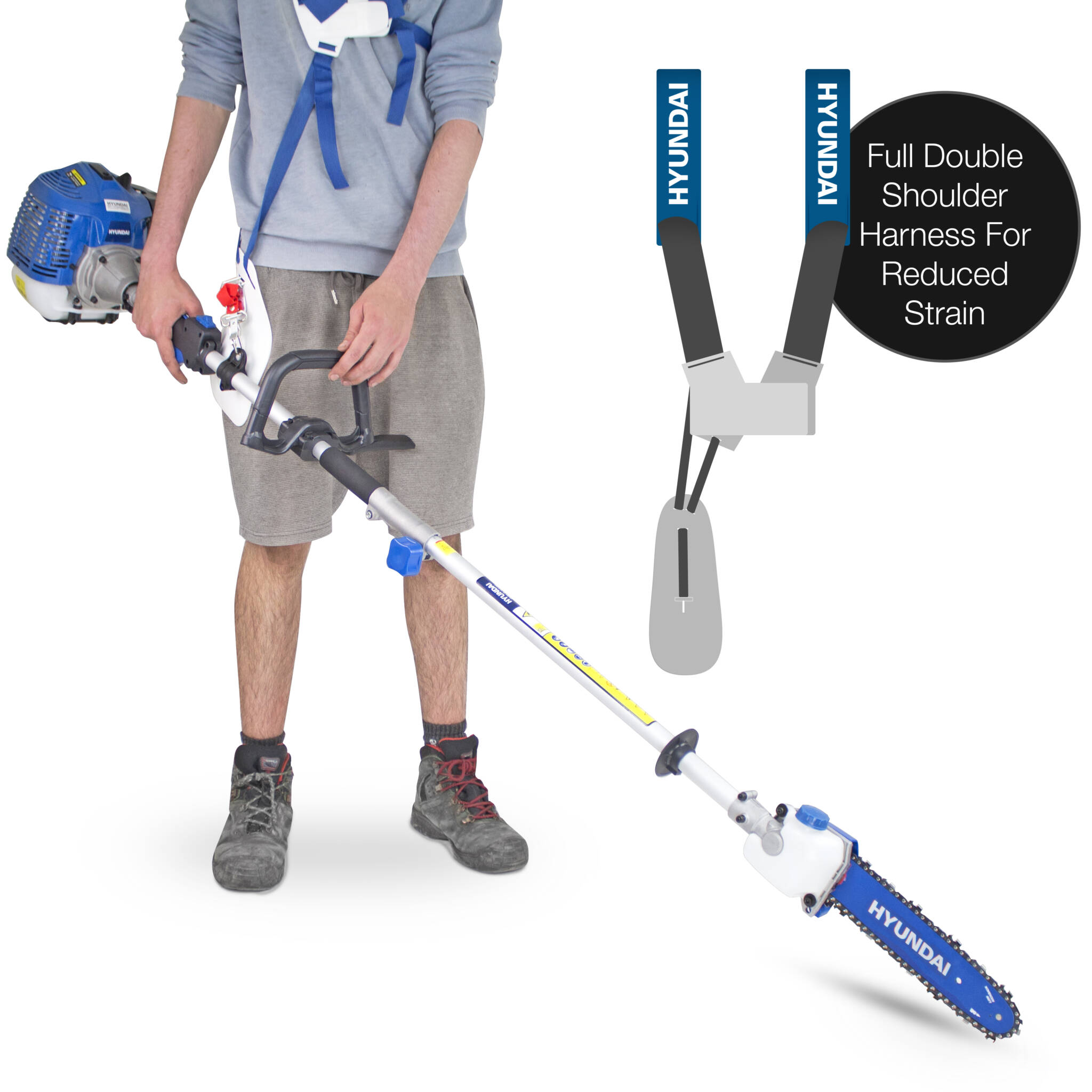 Hyundai HYPS5200X 52cc Long Reach Petrol Pole Saw/Pruner/Chainsaw