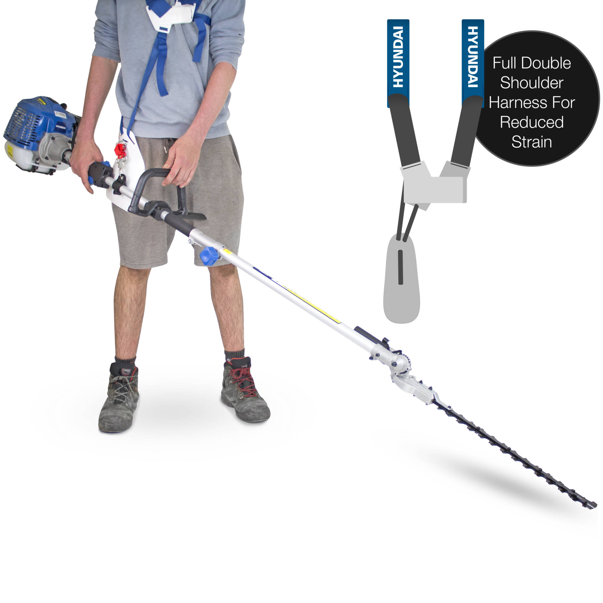 Hyundai HYPT5200X 52cc Long Reach Petrol Pole Hedge Trimmer/Pruner