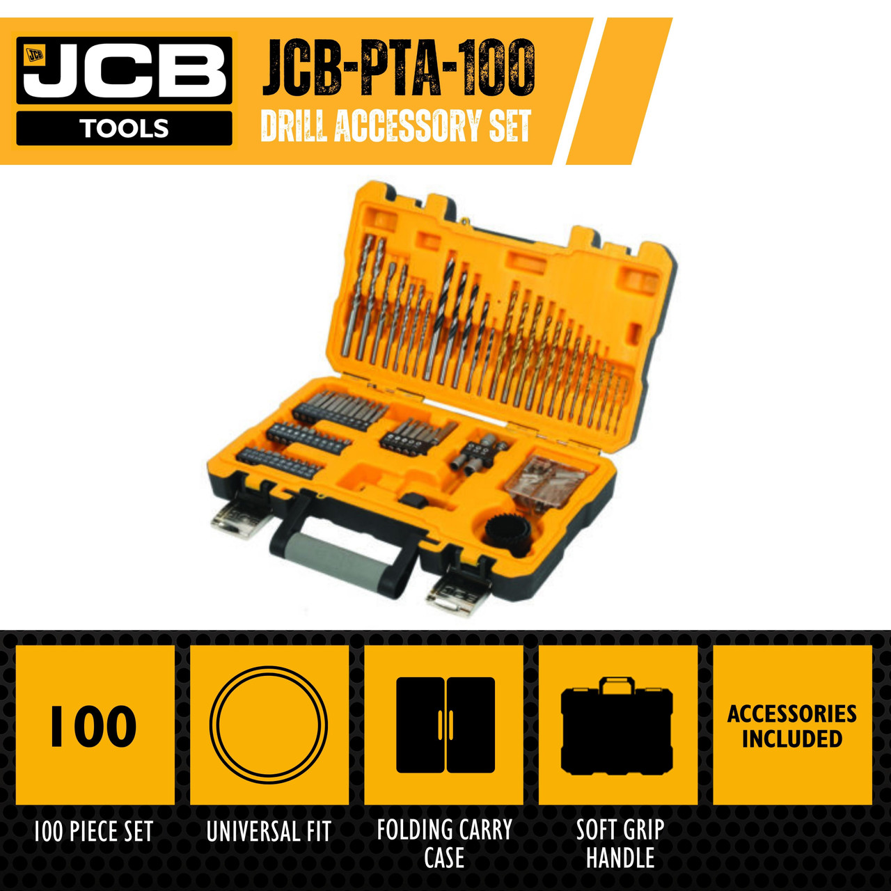JCB 100Pc Drill Bit Set With Storage Case