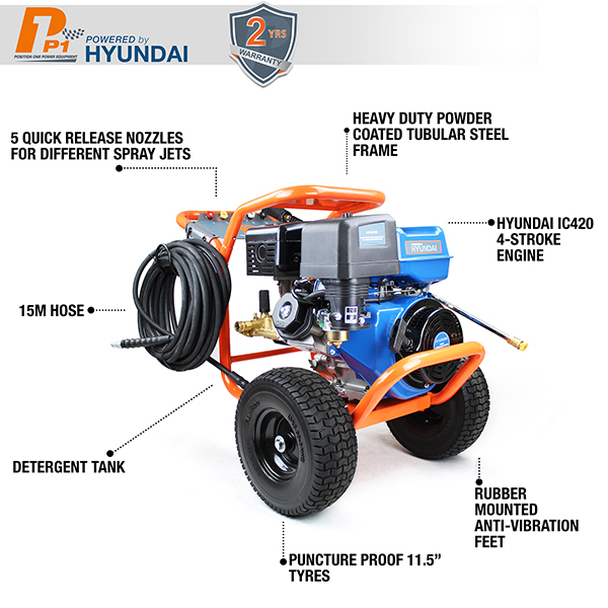 Hyundai P4200PWT P1 4200psi / 290bar Petrol Pressure Washer with AR Triplex pump
