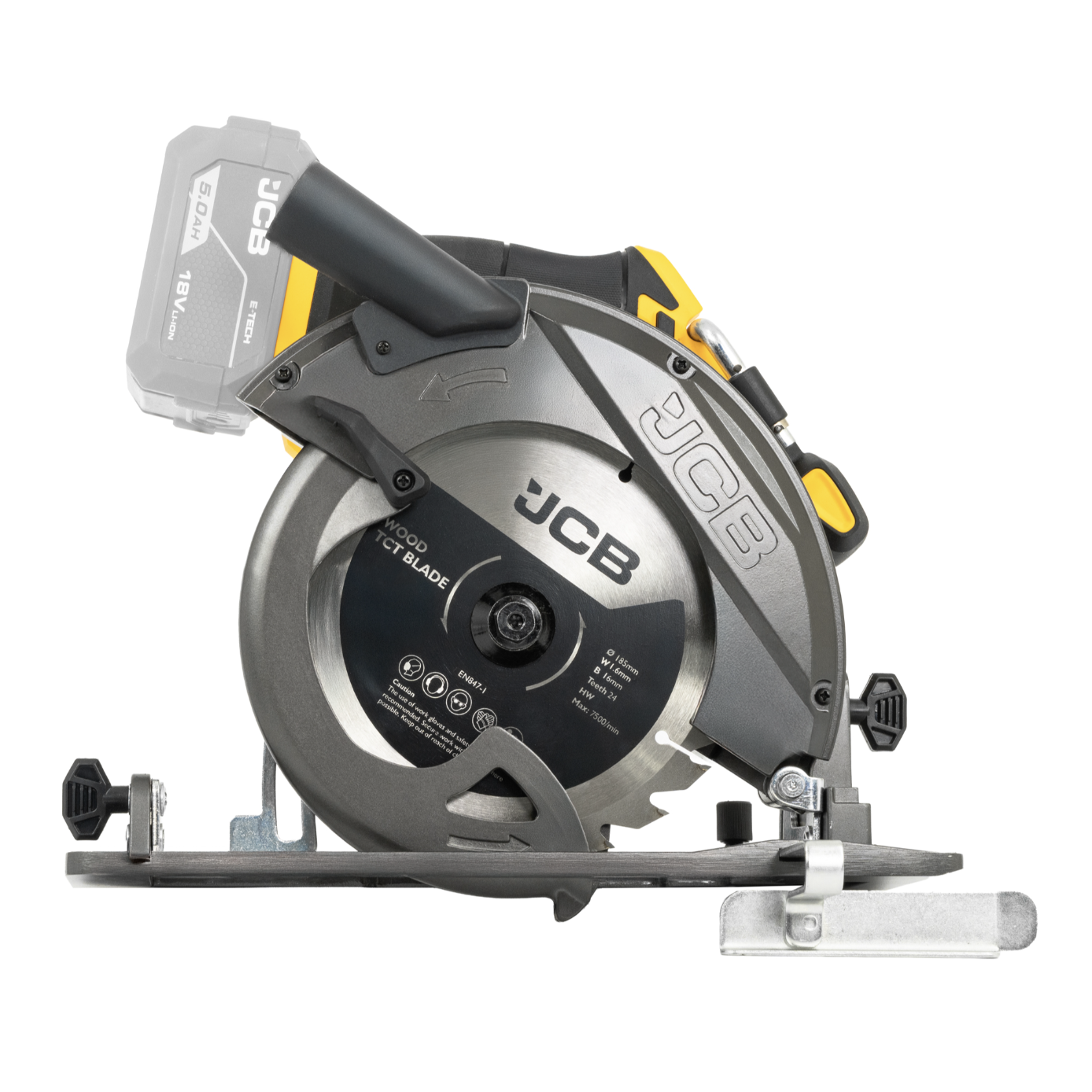JCB Pro 18V Circular Saw 185mm, 60mm Cut Depth, Aluminium Base, Includes 2 Blades (Bare Tool)