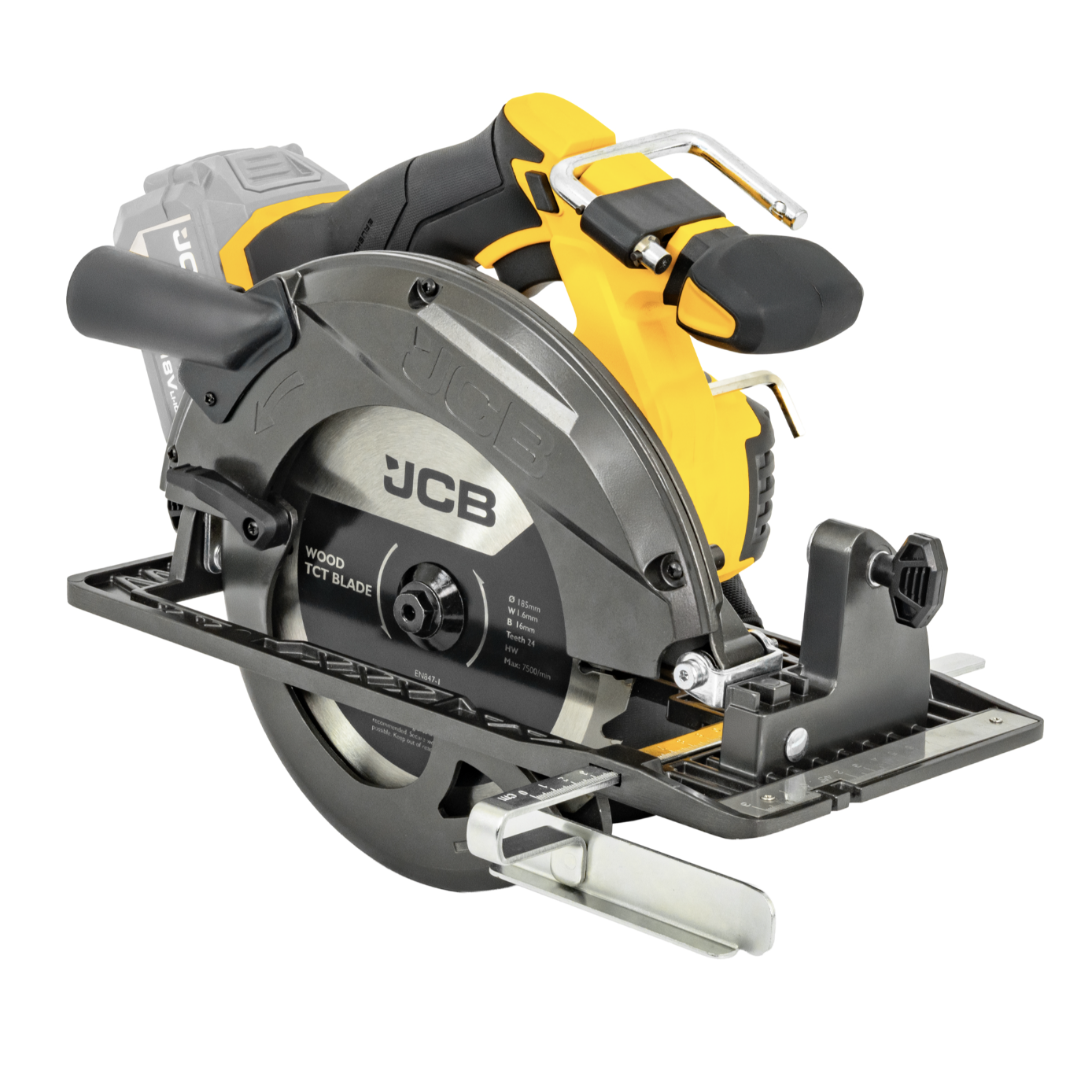 JCB Pro 18V Circular Saw 185mm, 60mm Cut Depth, Aluminium Base, Includes 2 Blades (Bare Tool)