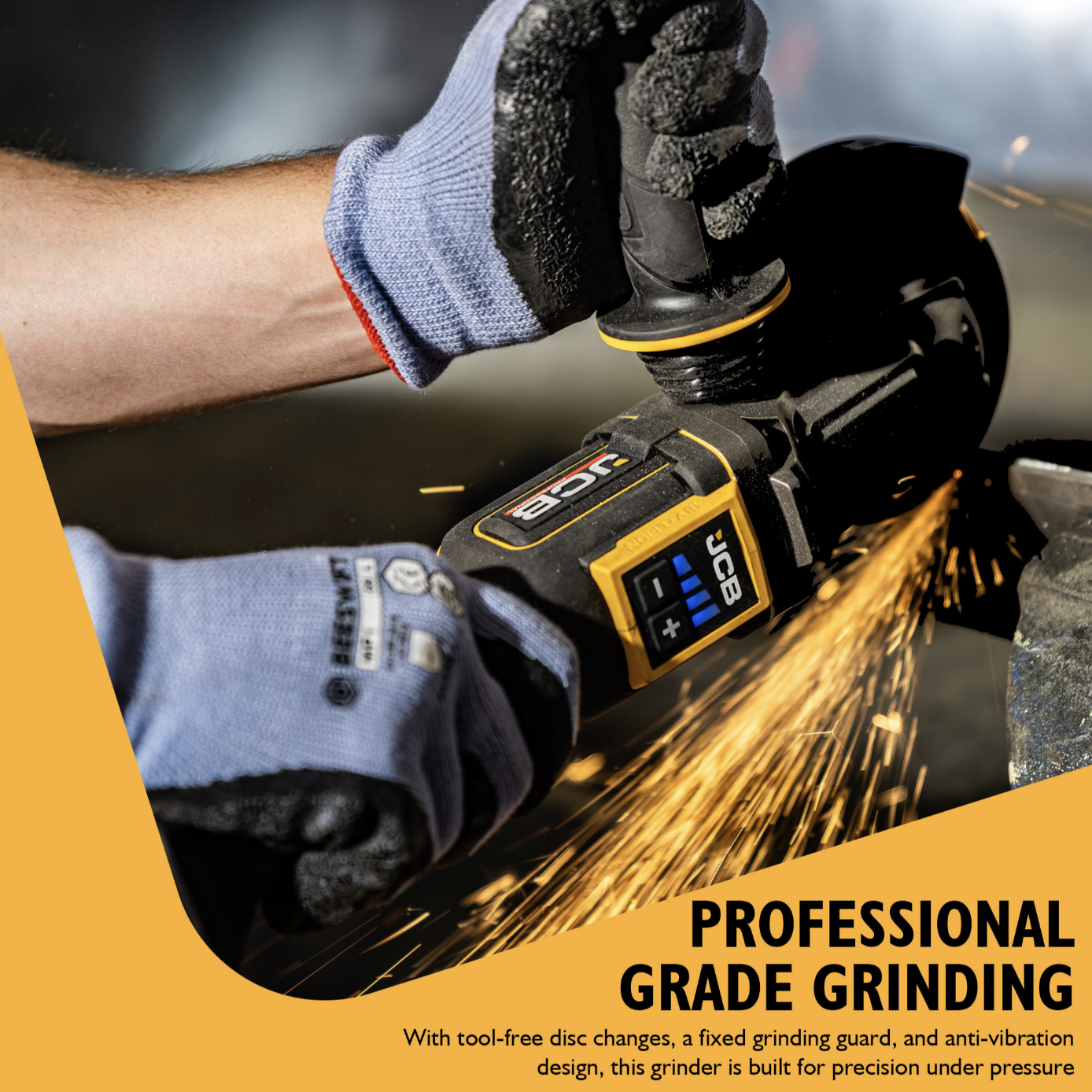 JCB Pro 18V Flat Head Angle Grinder 125mm (Bare Tool)
