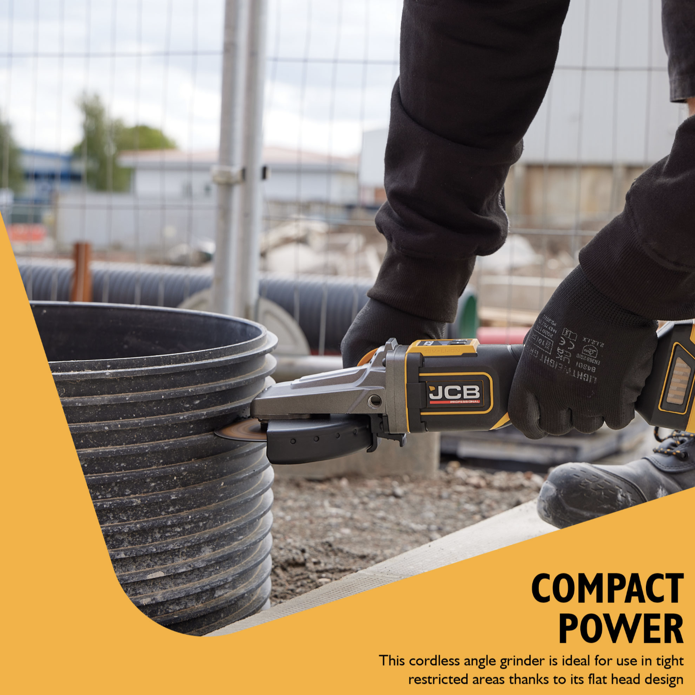 JCB Pro 18V Flat Head Angle Grinder 125mm (Bare Tool)