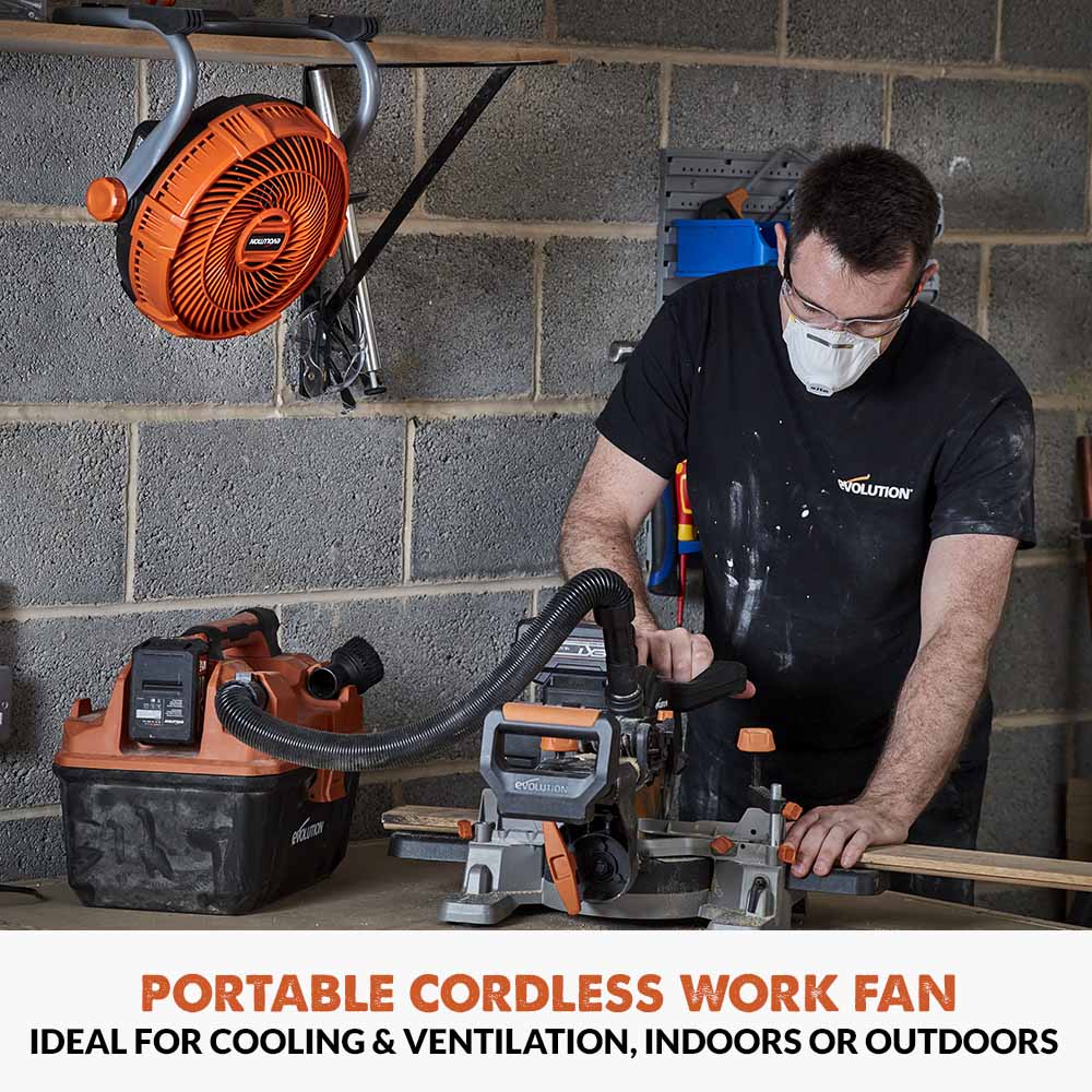 Evolution Cordless R240FAN-Li Work Fan 18v Li-Ion EXT