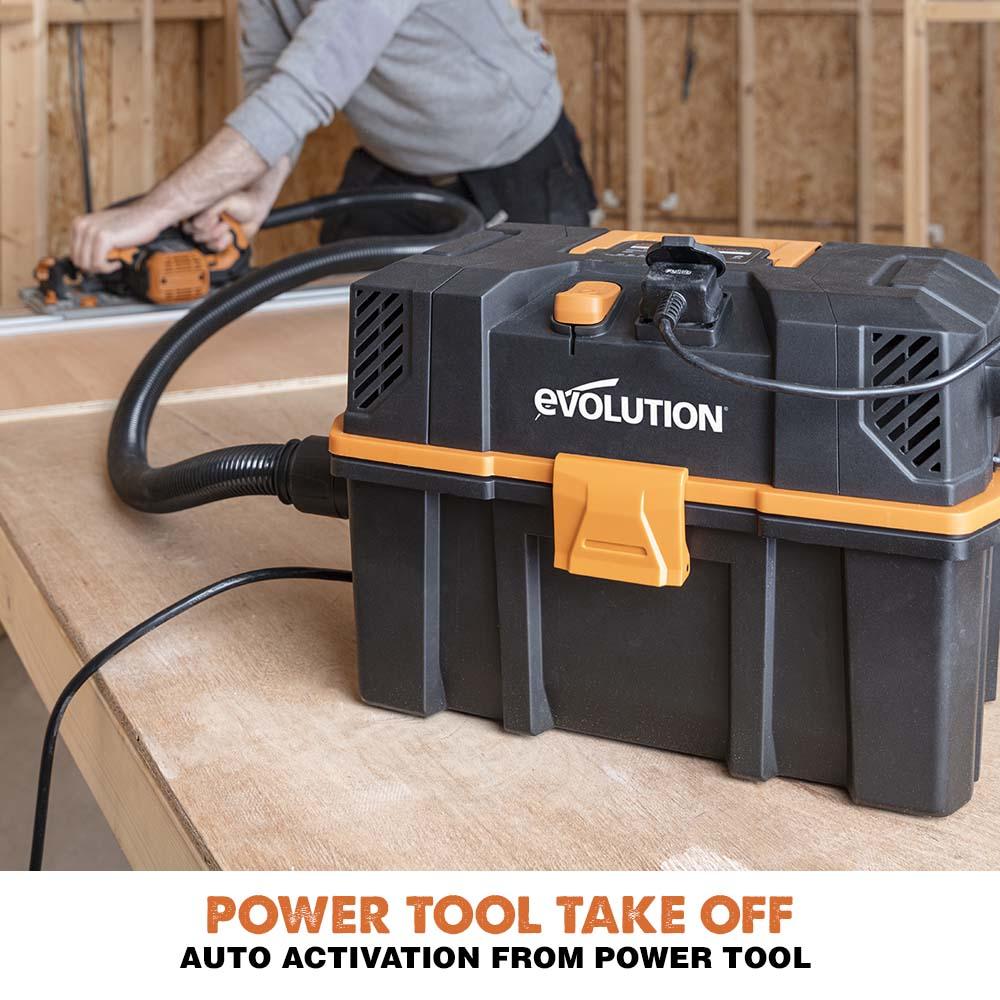 Evolution R15VAC 1000 Watt 15L Wet & Dry Workshop Vacuum Cleaner With 1700W Power Take-Off