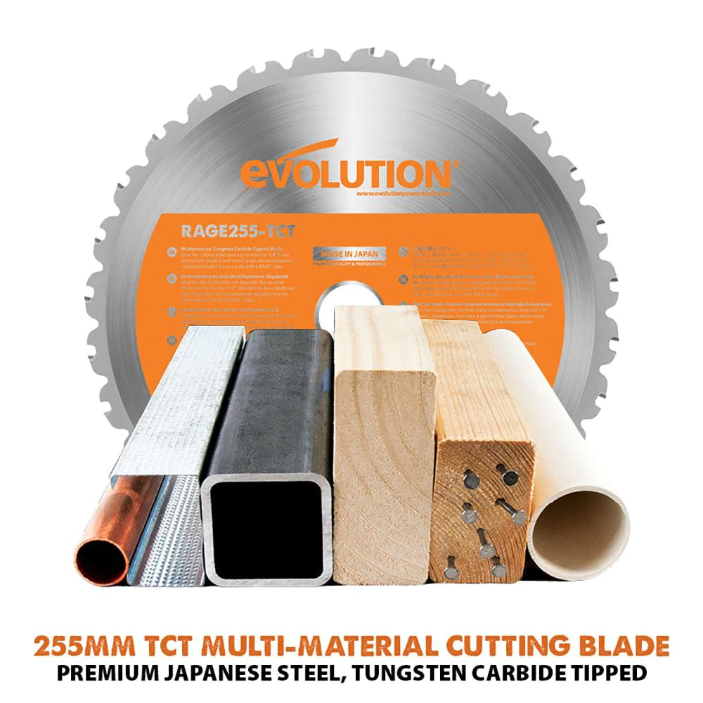 Evolution RAGE5-S 255mm Table Saw With 28T Multi-Material & 60T Fine Wood Blade Bundle (230v)