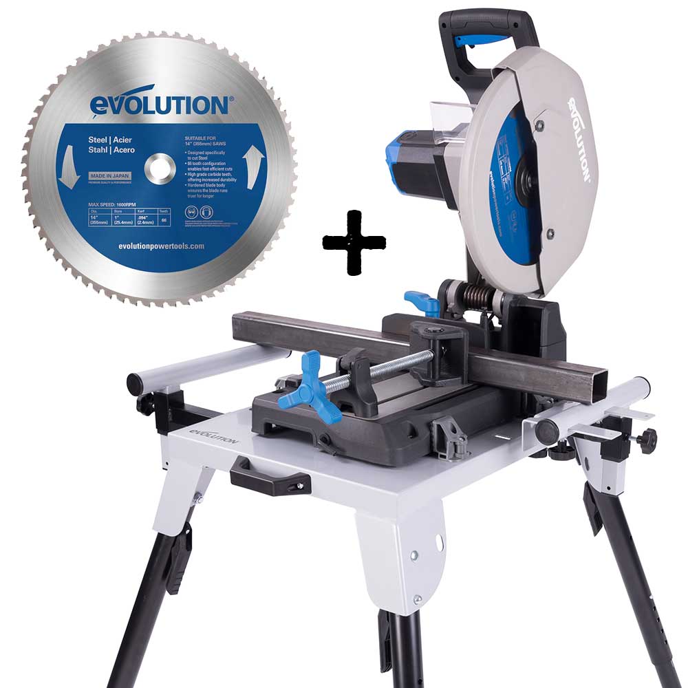 Evolution S355CPS 355mm Metal Cutting Chop Saw With Stand