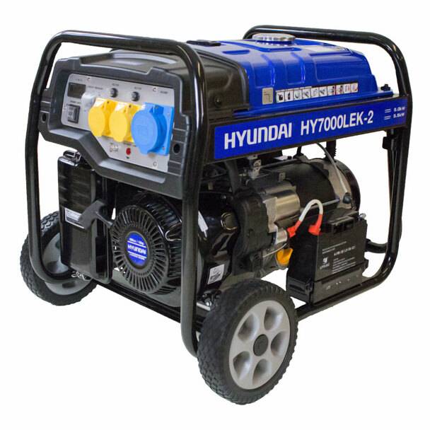 Hyundai 5.5kW / 6.8kVa* Recoil and Electric Start Site Petrol Generator | HY7000LEK-2