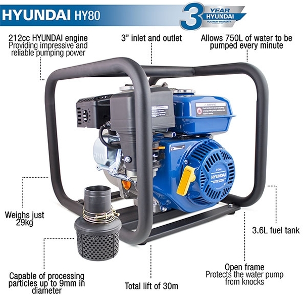 Hyundai Petrol Water Pump 80mm HY80