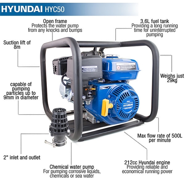 Hyundai Petrol Chemical Water Pump 50mm HYC50