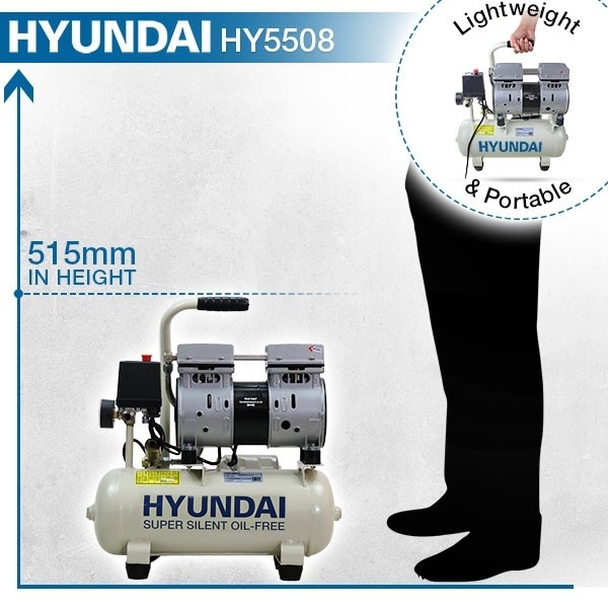 Hyundai 8 Litre Silenced Air Compressor 118PSI HY5508
