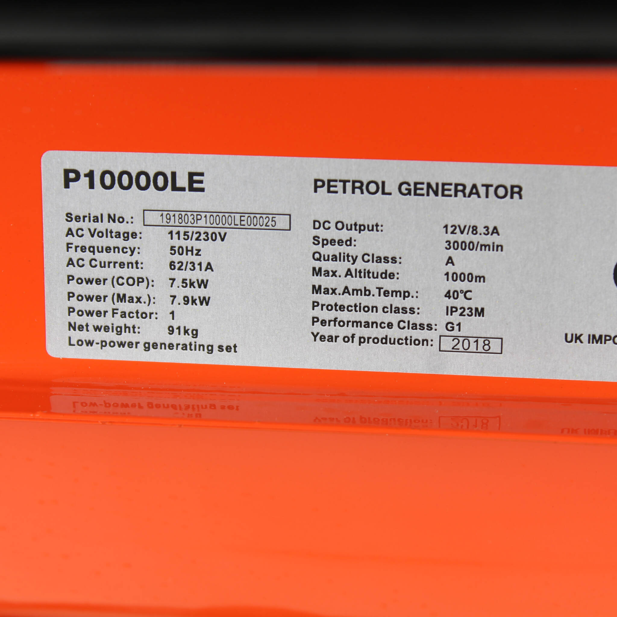 Hyundai P10000LE P1PE 7.9kW / 9.8kVA* Recoil and Electric Start Site Petrol Generator