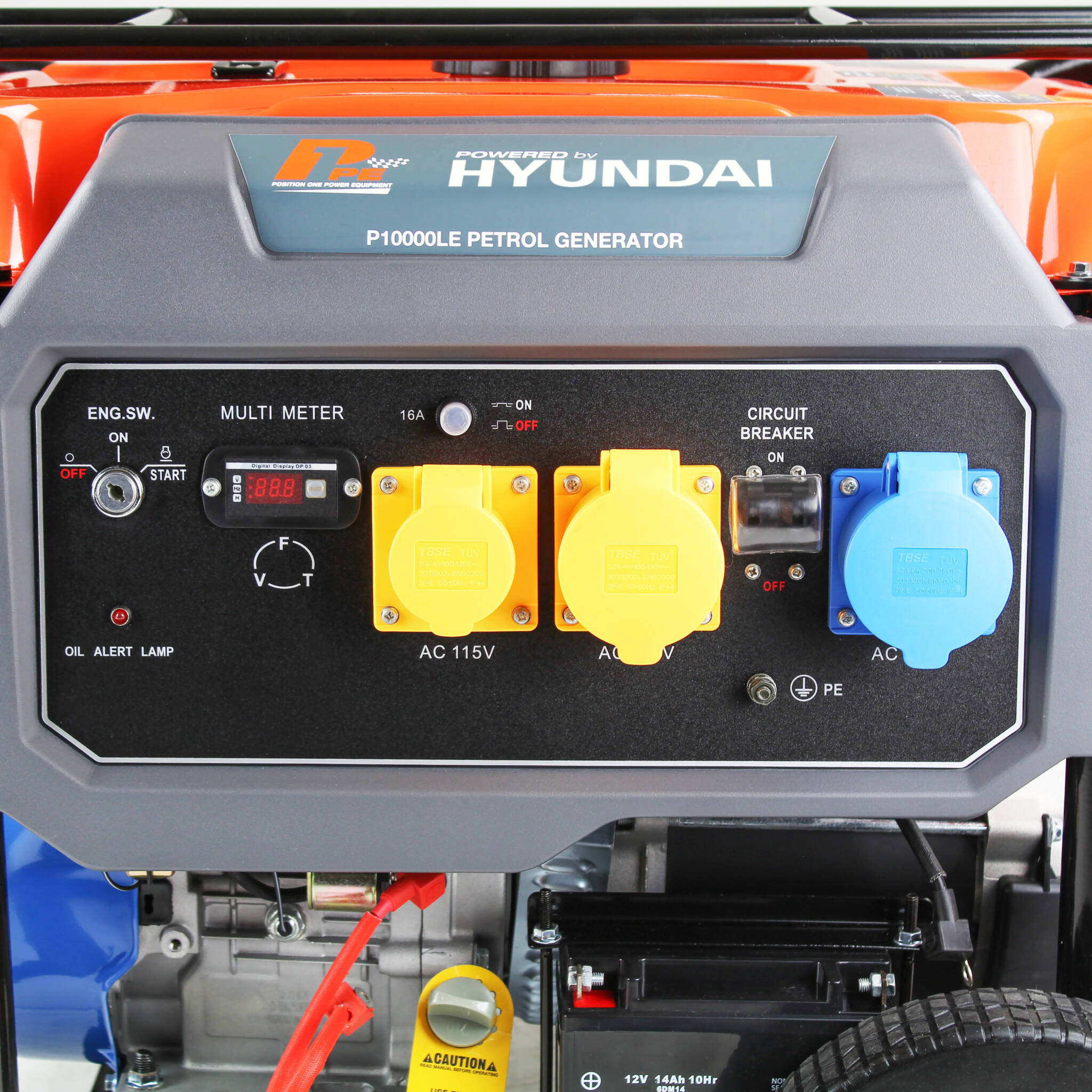 Hyundai P10000LE P1PE 7.9kW / 9.8kVA* Recoil and Electric Start Site Petrol Generator