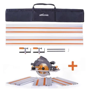 Evolution R185CCSX Handheld Circular Saw, 2-Piece 2.8m Track & 3-Piece Mini-Track Bundle