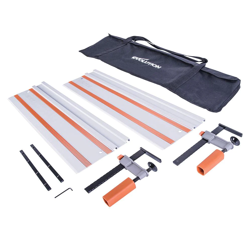Evolution S210CCS 210mm Heavy Duty Metal Cutting Circular Saw Track Adaptor & 1.4m 2-Piece Track Kit Bundle (2x700mm)